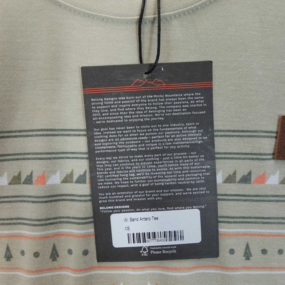 Belong Designs Antero Tee Men XS Sand Southwestern Geometric Print NWT - Picture 6 of 8